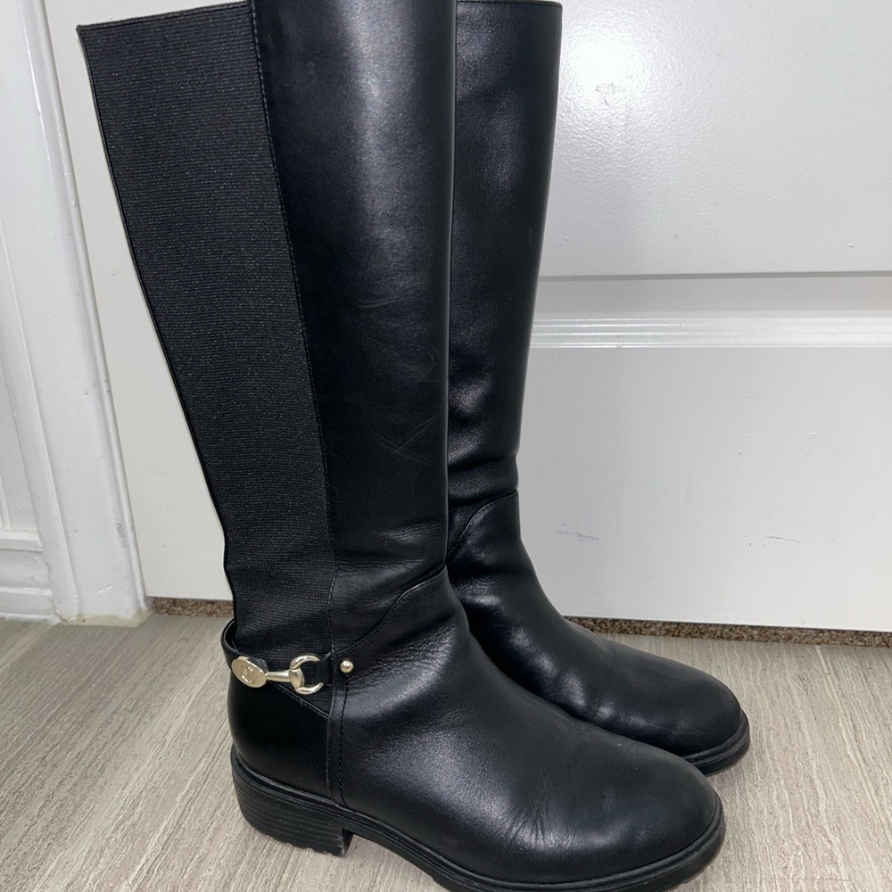 Giani Bernini Womens Barnibee Leather Riding Knee-High Boots
